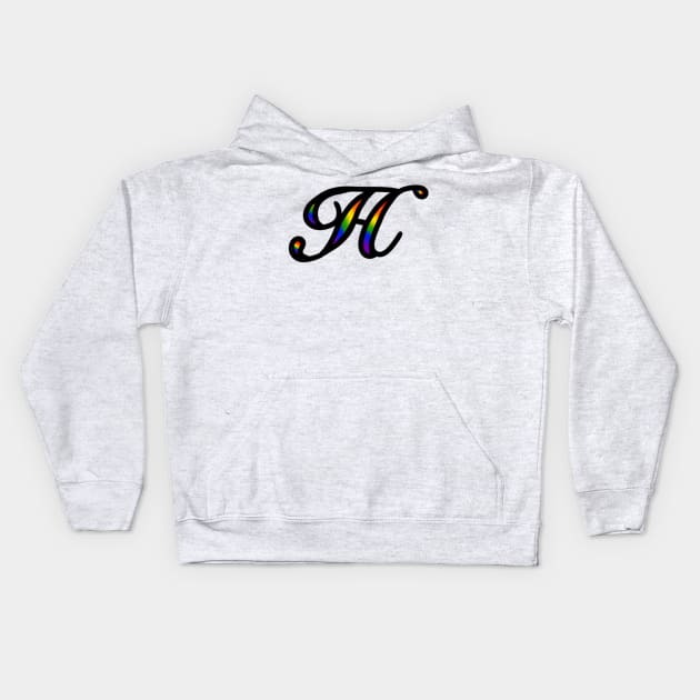 Rainbow Cursive Letter H Kids Hoodie by JennaBunnies